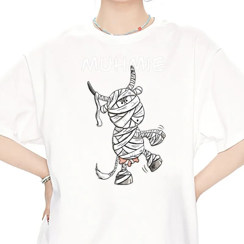 

MUHmie I Kuh Mumie T Shirt Men Couple Combination Clothes Short Sleeve Collar Fashion Women Cotton