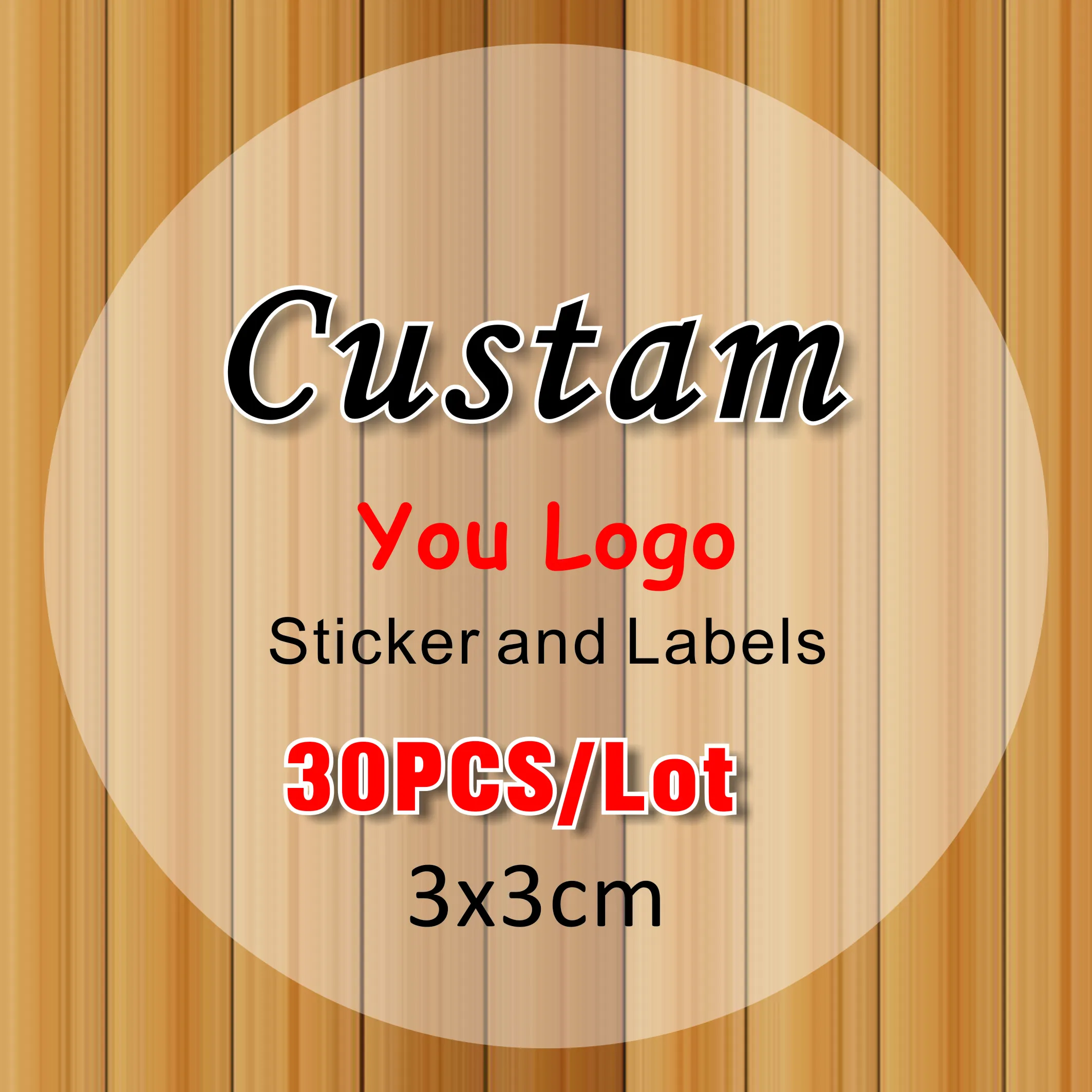 Transparent waterproof stickers 30PCS 3x3cm custom logo wedding birthday gift box sticker design custom size