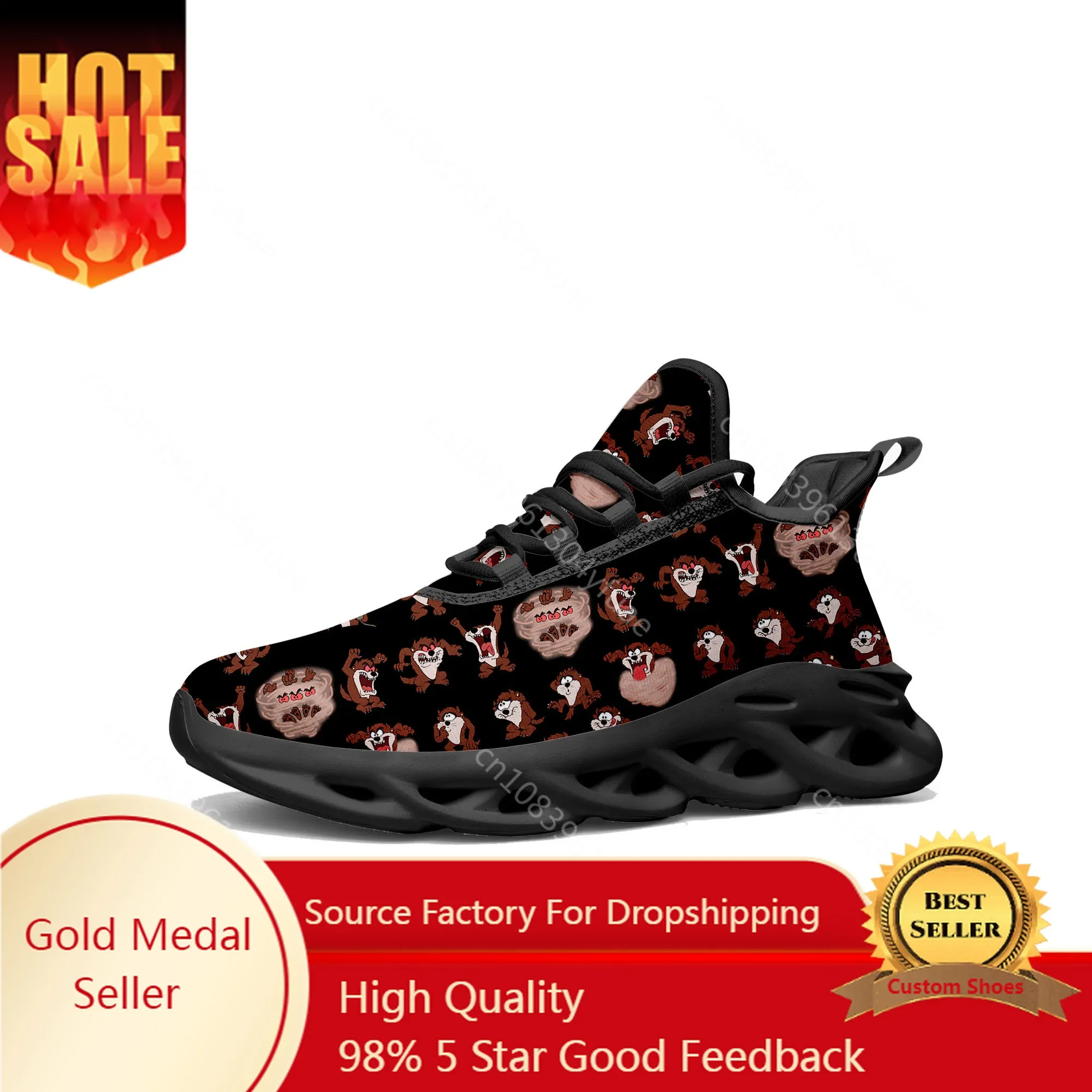 

D-Devil Flats Sneakers Mens Womens Teenager T-Tazmanian Sports Running Shoes High Quality Anime Custom Lace Up Mesh Footwear