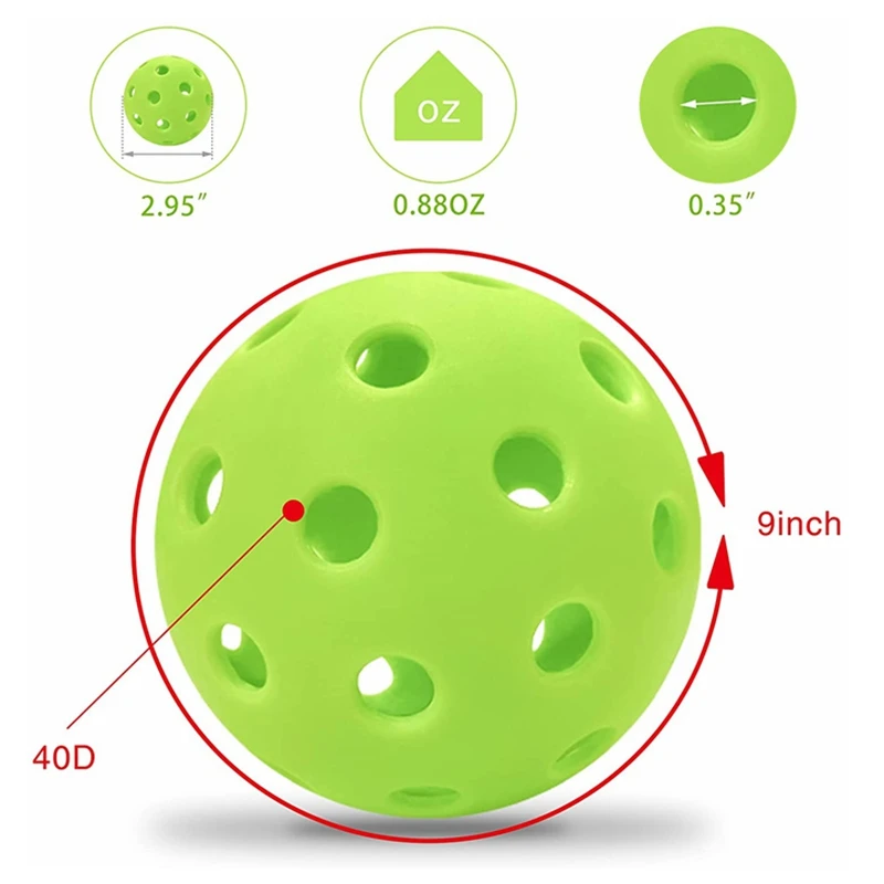 Outdoor Pickleball Balls, 40 Holes for Pickleball Sport, High-Vis Optic Pickleballs, USAPA Standard Training Picklball