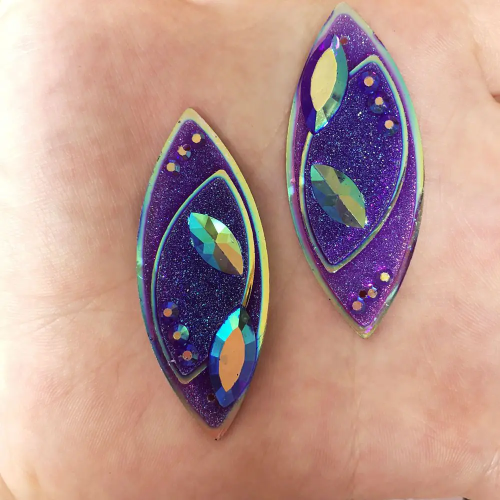 New 12PCS AB Resin Horse Eye Ore Flower Flatback Rhinestone Scrapbook Wedding 2 Hole  DIY crystal Applique Craft Ornaments
