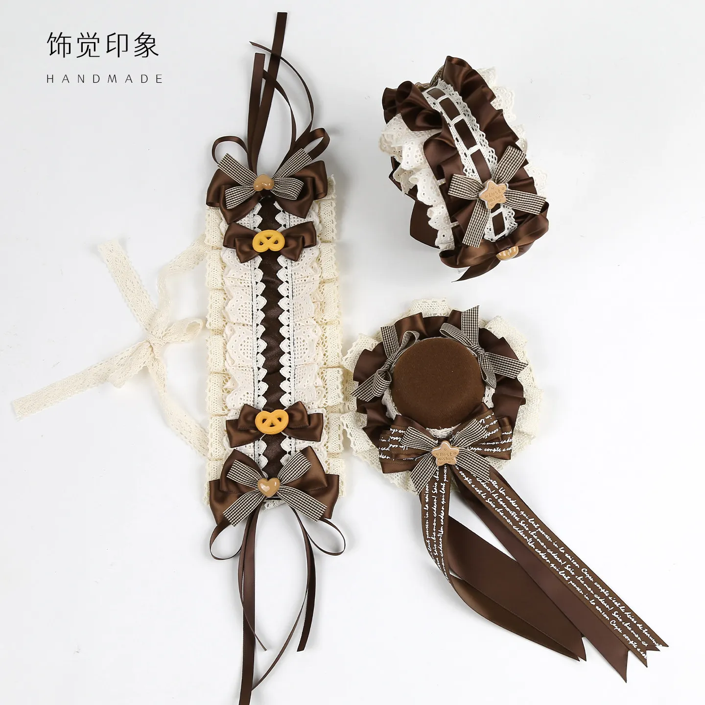 Original Handmade Lolita Headband Chocolate Cake Lolita Coffee Top Hat Headband Hair Accessories