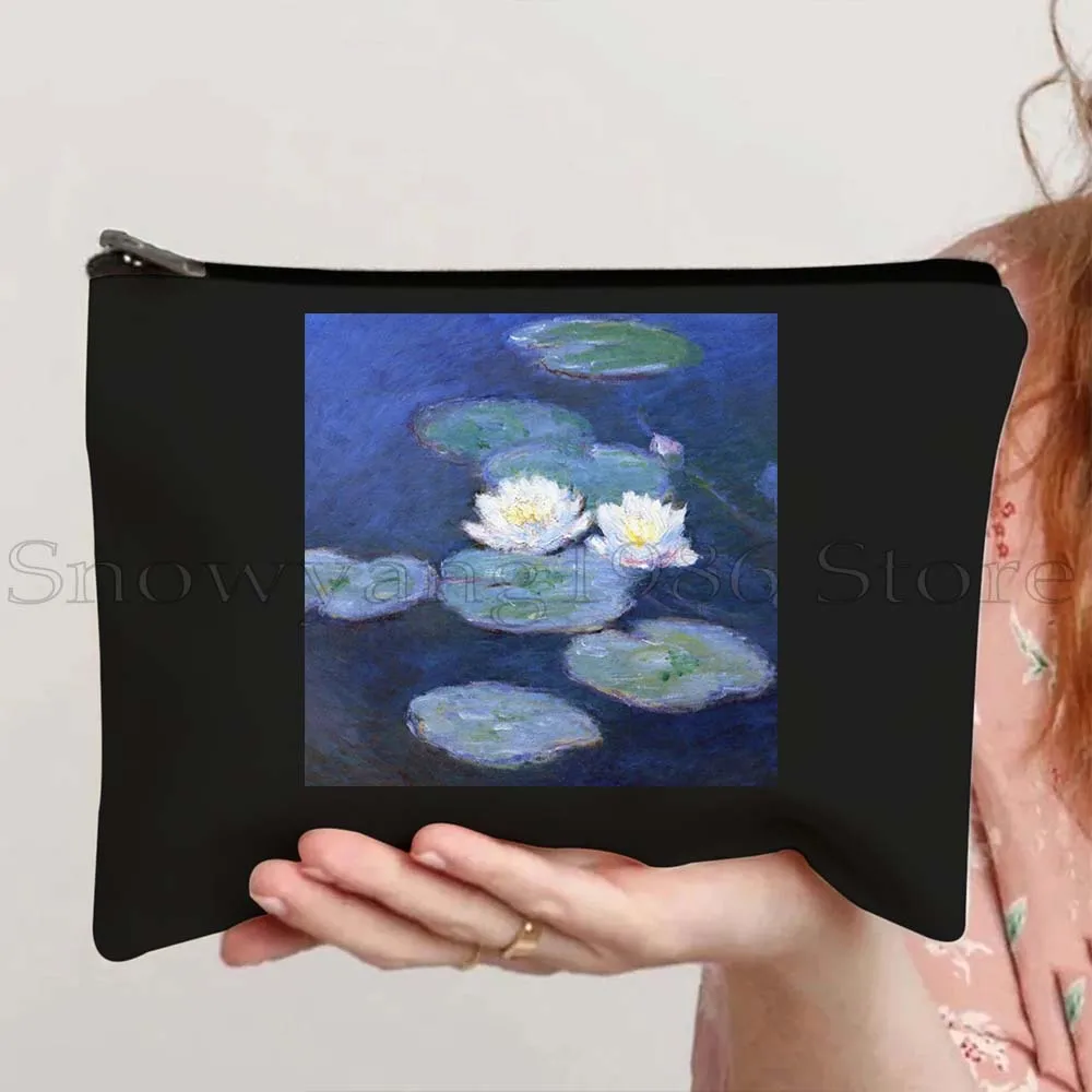 

Claude Monet Water Lilies Painting Gifts Garden Flowers Bridge Tulip Canvas Cosmetic Bag Makeup Card Storage Pouch Pencil Case