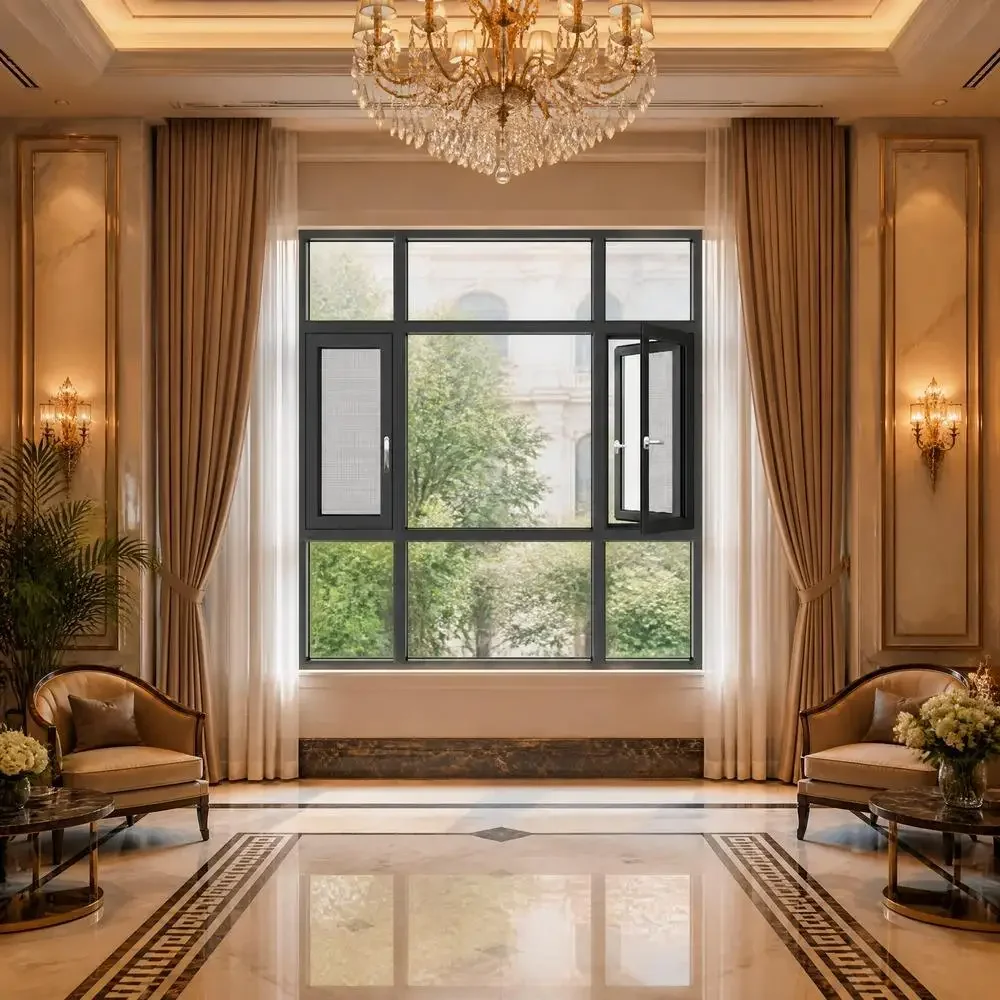 Personalized Customization Bedroom Hinged Window Noise Reduction Aluminum Frame Glass Windows Wear Resistant Casement Windows