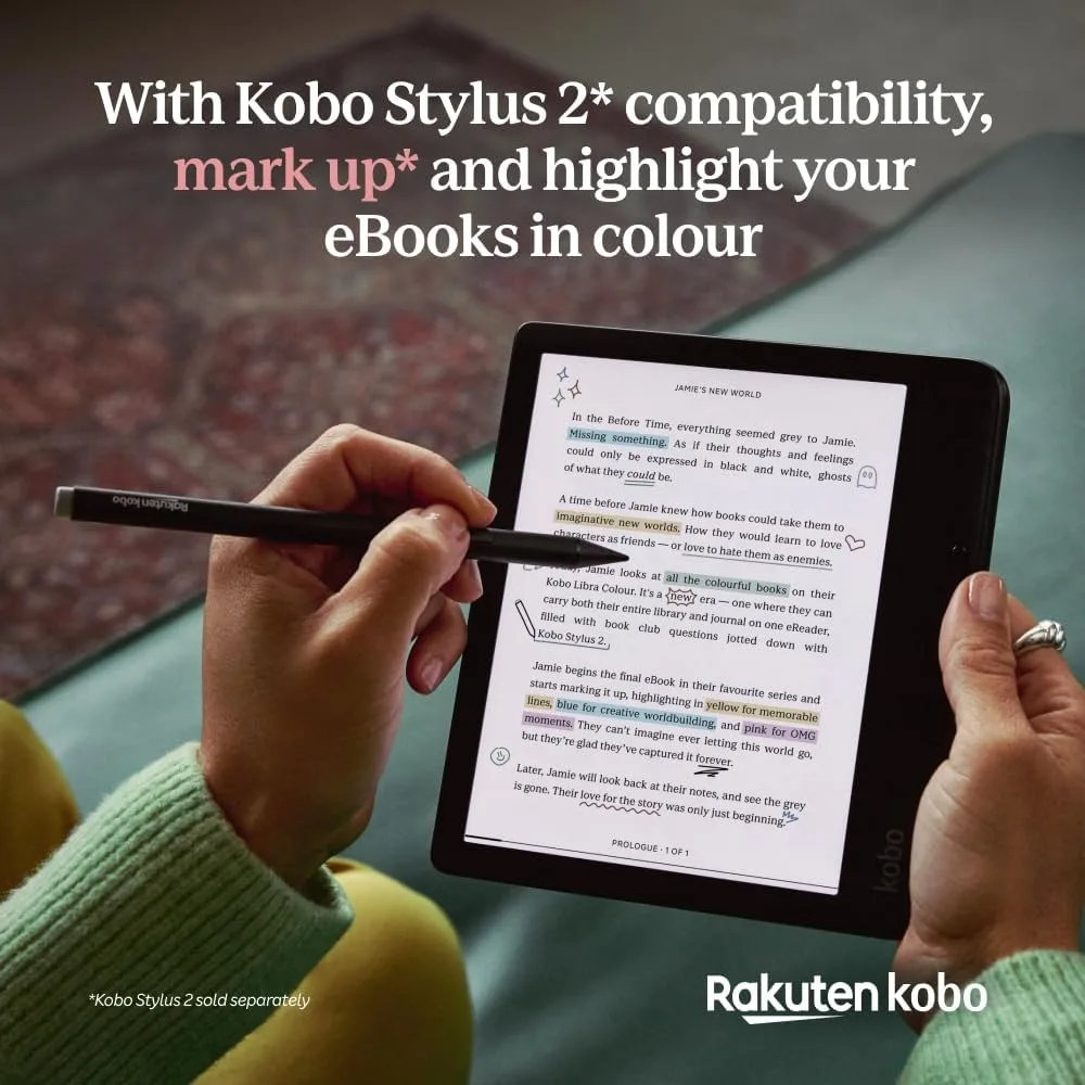 Libra Color eReader 7” Color E Ink Kaleido sin reflejos ™   3 Display Opción Modo Oscuro Audiolibros Impermeable Negro