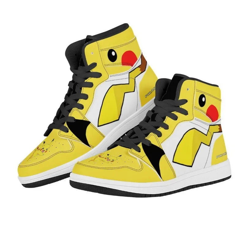 

Pikachu Creative Peripheral Men's PU High Top Purple Cartoon Anime Cute Printed Basketball Shoes Cool Decorative Supplies