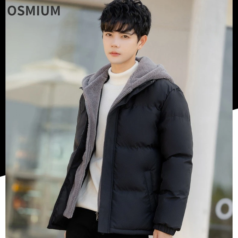 Winter Cotton-padded Clothes Faux Two-Piece Set Hooded Coat Mens Polar Fleece Jacket Men Khaki Grey Warm Plus Size Parkas M-8XL