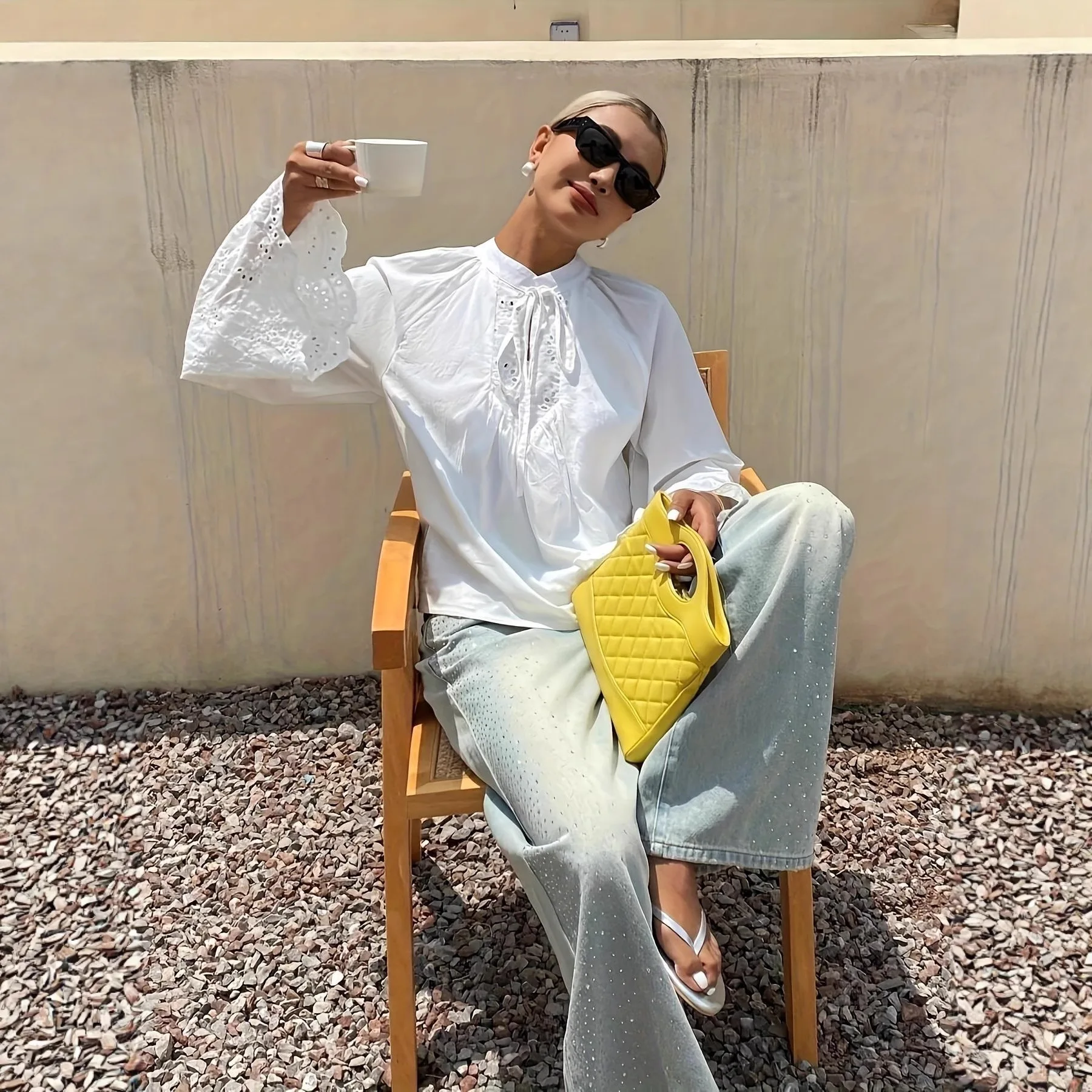 Women's Shirt 2026 Summer New White Long-Sleeve Lace Embroidery Decorative Romantic Shirt Beach Vacation Unique