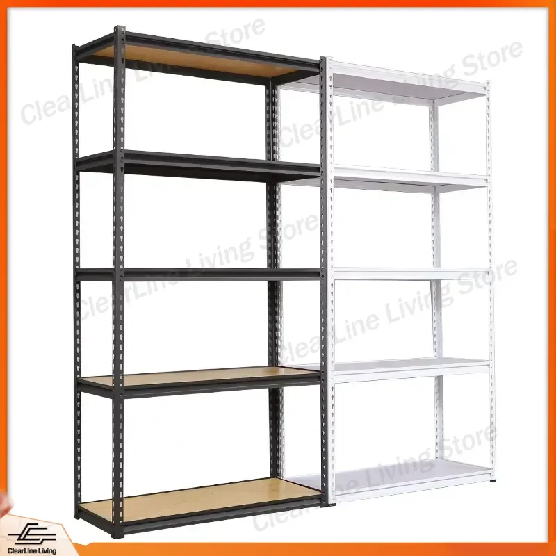 Boltless Metal Storage Rack 5 Tier Adjustable Shelving Unit Heavy Duty Steel Warehouse Garage Organizer Stackable Shelf for