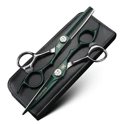 XUANFENG 6 inch green hair scissors CNC processing hairdresser scissors cutting and thinning scissors