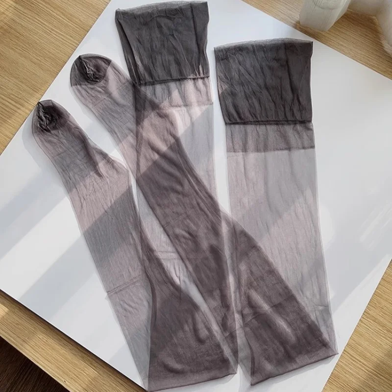 الرجعية رمادي جوارب الصيف رقيقة جدا مثير ملابس داخلية جيدة التهوية النساء انظر من خلال الفخذ العليا الجوارب الطويلة القطب الرقص الوسائط الشفافة