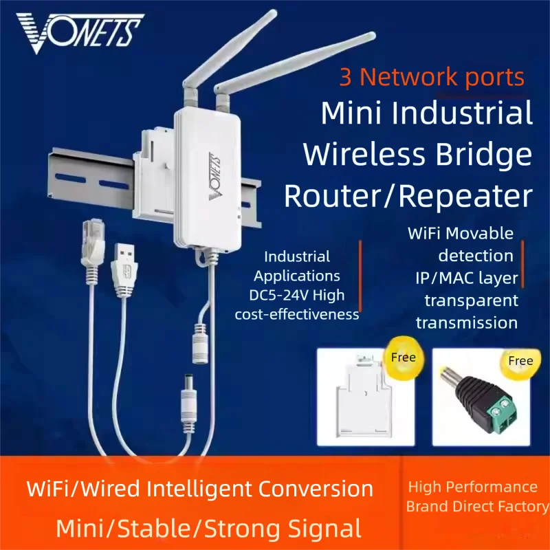 VONETS VAP11S Wireless Bridge High Power Router AP Medical IoT PLC Repeater WiFi Extension Point-to-Point Receiver Ethernet port