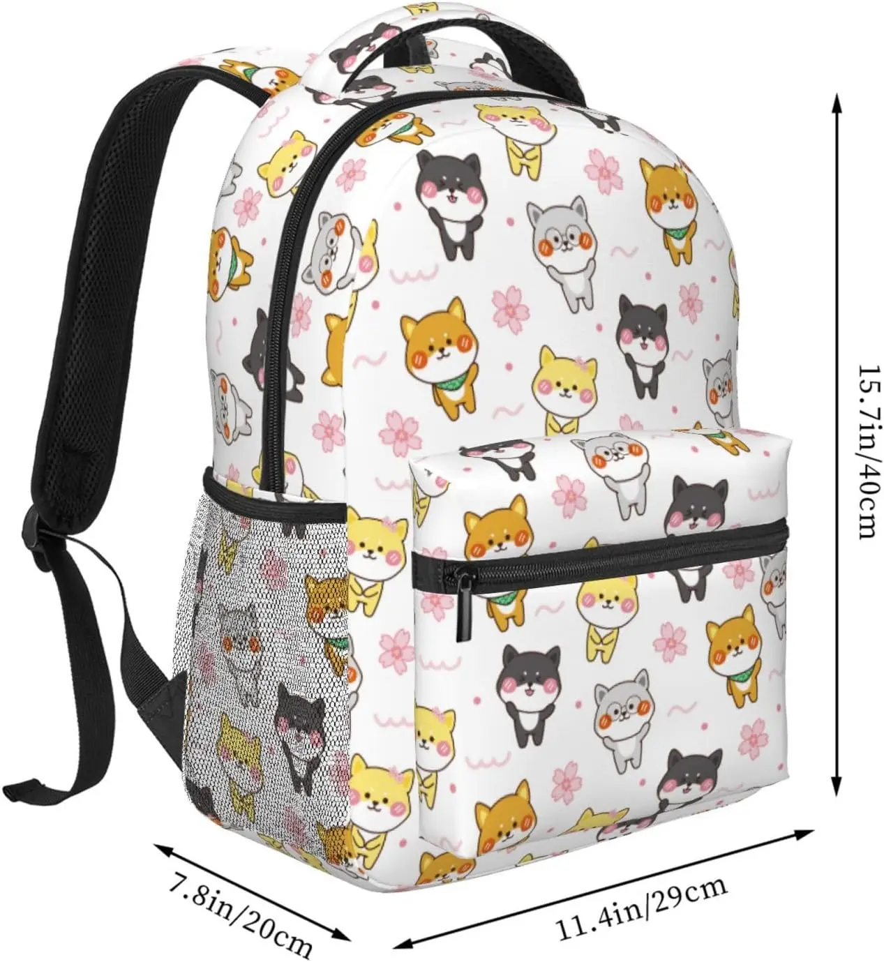 Cute Shiba Inu Dog Sakura Flower Lightweight Laptop Backpack for Women Men College Bookbag Casual Daypack Travel Bag