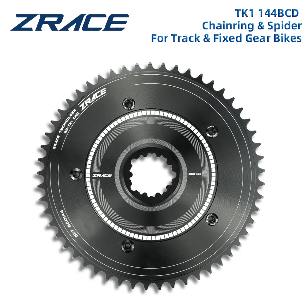 ZRACE ZR-TK1 Track Bikes / Fixed Gear Chainring and Spider BCD144, Track Chainring, Spider for Direct Mount 3-Hole Cranks