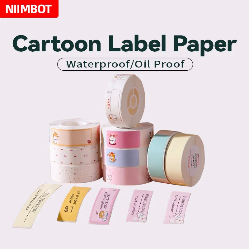 Niimbot-Papel de etiqueta de animal lindo, adecuado para impresora de etiquetas inteligente D110/D11/D101, papel de etiqueta térmica, pegatina