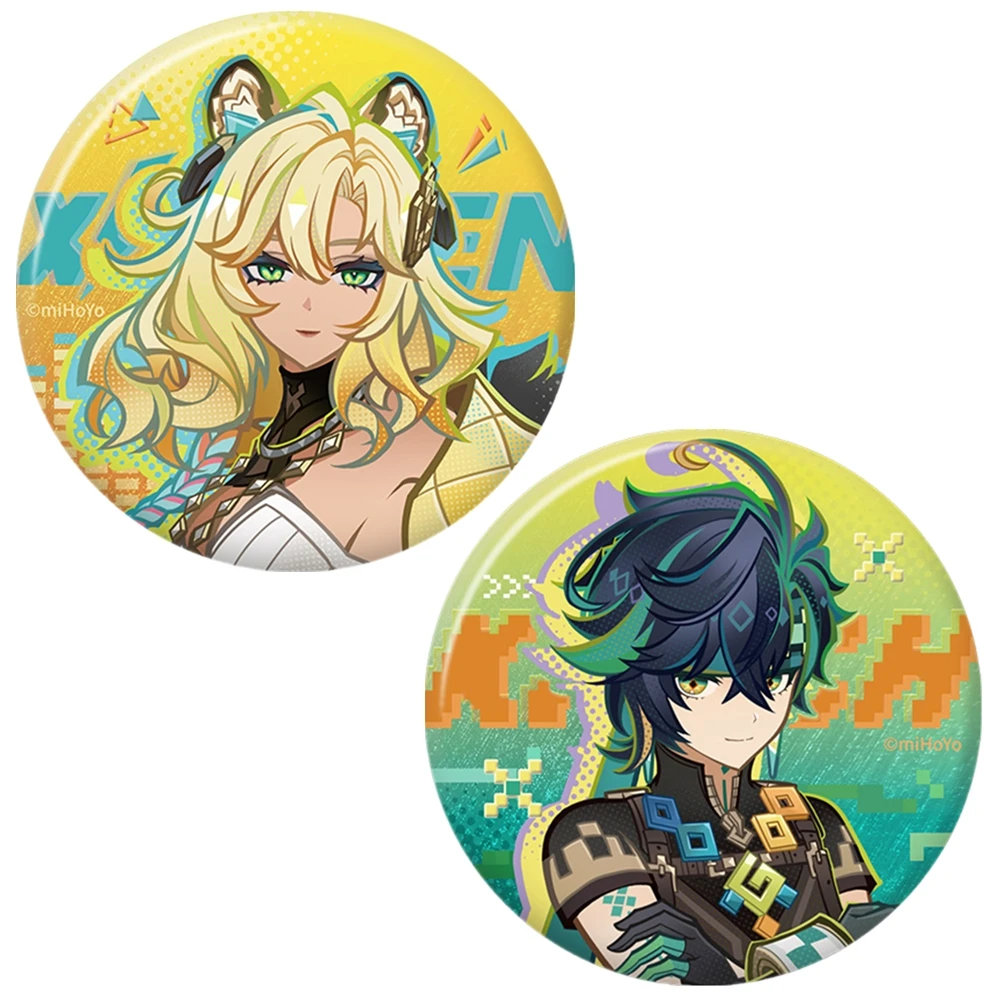58mm Game Genshin Impact Emblem of Steadfast Valor Kinich Turnfire Hunt Xilonen Cosplay COSTUME Badge Pin SPTE Tinplate Brooch﻿