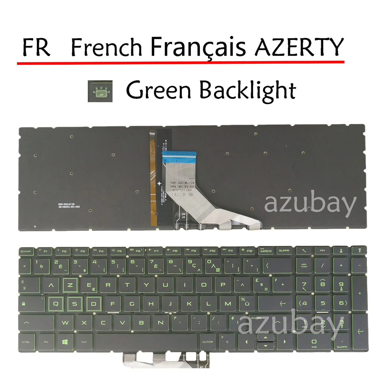 

Green Backlit Keyboard for HP NSK-XNXBC Pavilion Gaming 15-CX000 16-A00 17-CD00 15-dk00 15-ec00 5Z-EC00 French AZERTY