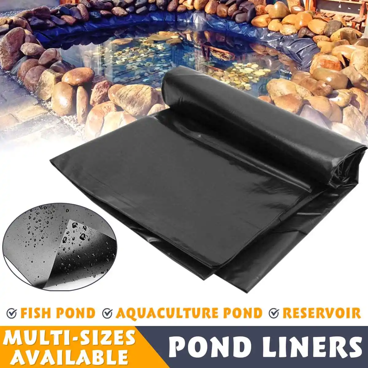 Durable Fish Pond Liner Cloth Home Garden Pool Reinforced HDPE Heavy Landscaping Waterproof Flexible Streams Fountain Multi-size