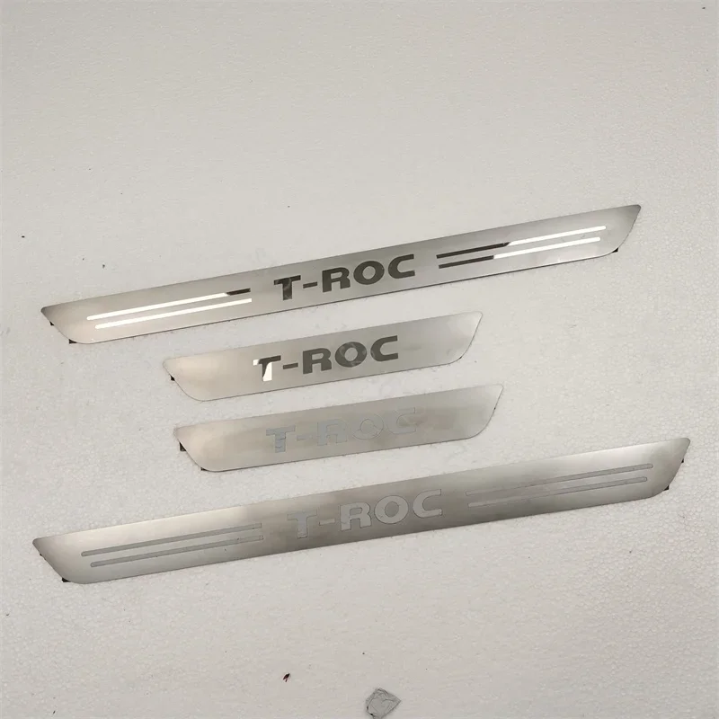 for VW/Volkswagen TROC T-ROC 2017~2024 Door Sill Strip Stainless Steel Scuff Plate Peda Pedal Cover Stickers Accessories