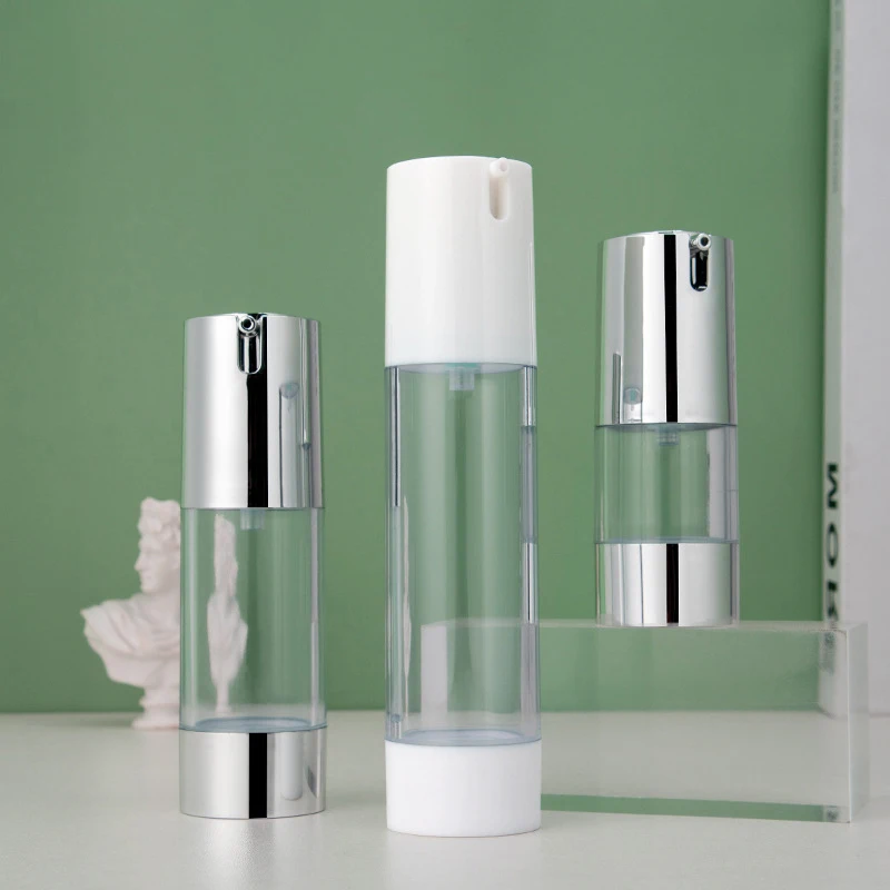 1pc 15ml 30ml 50ml Airless Pump Cosmetic Container Clear Thickened Round Lotion Empty Airless Bottle