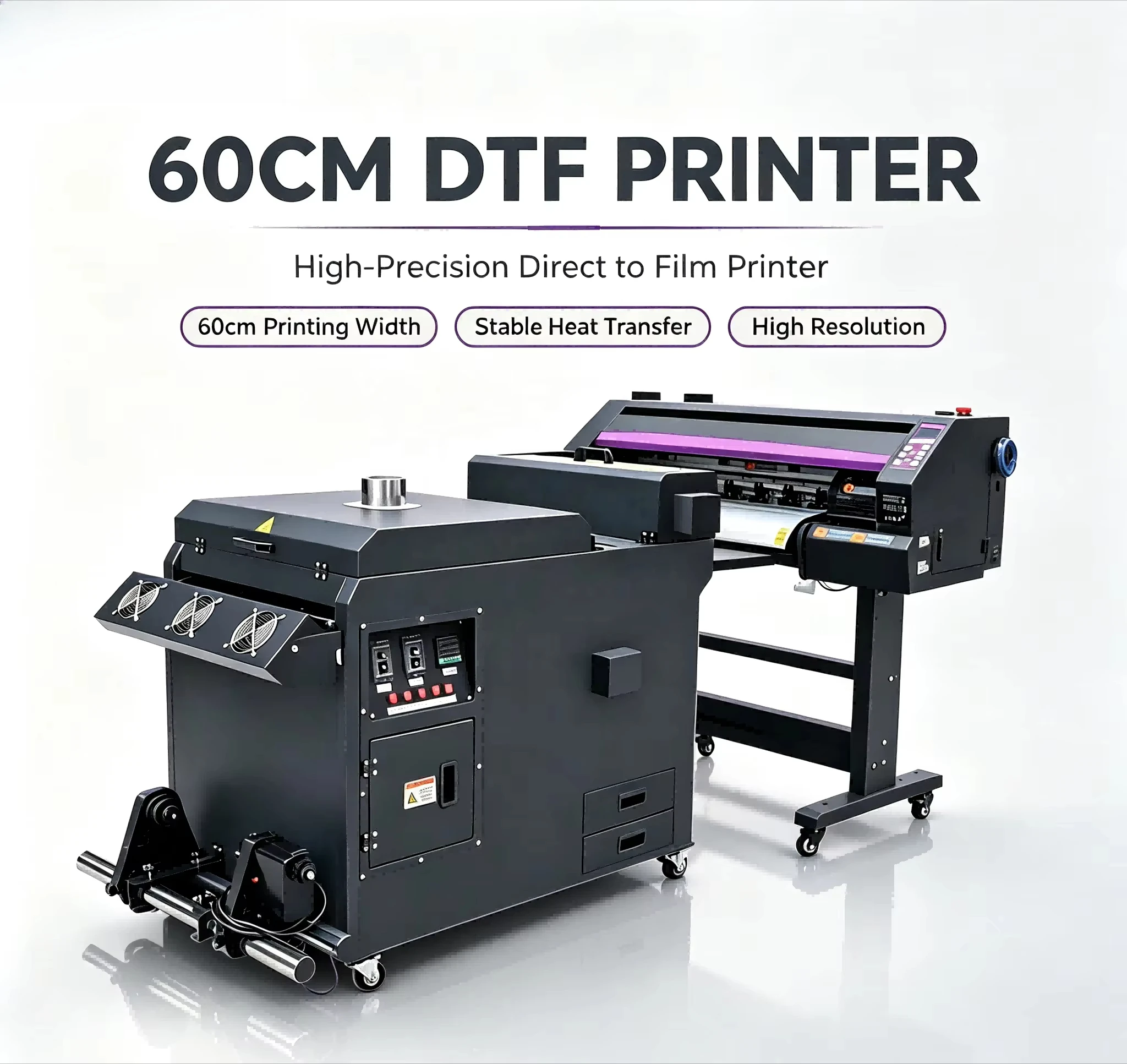 2pcs I3200 XP600 DTF Printer 60 cm A1 PET Film Printer T-shirt DTF Printing Machine with Shaking Powder Machine