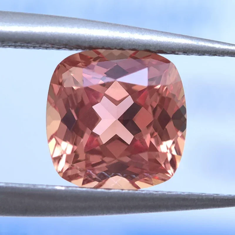Lab Grown Sapphire Orange Color Square Cushion Shape Top Quality Charm Beads For Diy Jewel Making Selectable AGL Certificate