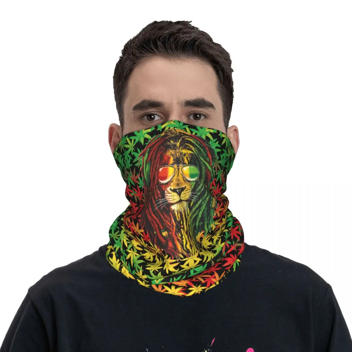 Rasta dreadlock discutant de Juda round planchers f Stuff Neck Cover, Jamaica Reggae Colors, Rastafari Bandana planchers f, Rastaman Balaclava