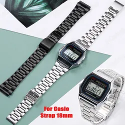 18mm Watch Band Stainless Steel Strap Universal Replacement Wristband for Women Metal Bracelet for Casio F-91W W800h AE1200