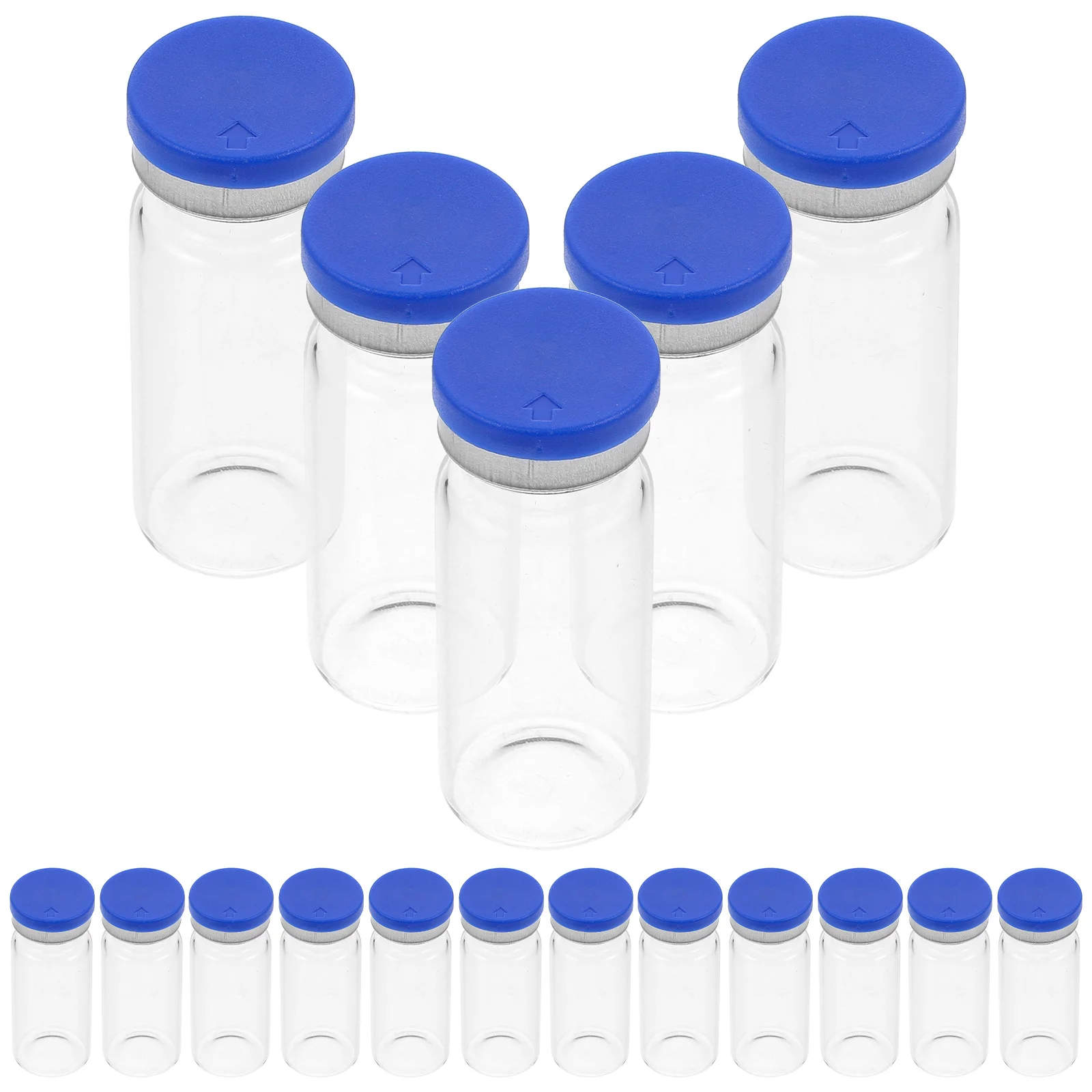 

Water Mini Glass Vials 20 Pack 10Ml Clear Headspace Caps Stoppers Flat Bottom Sample Lab Chemical Vial Transparent