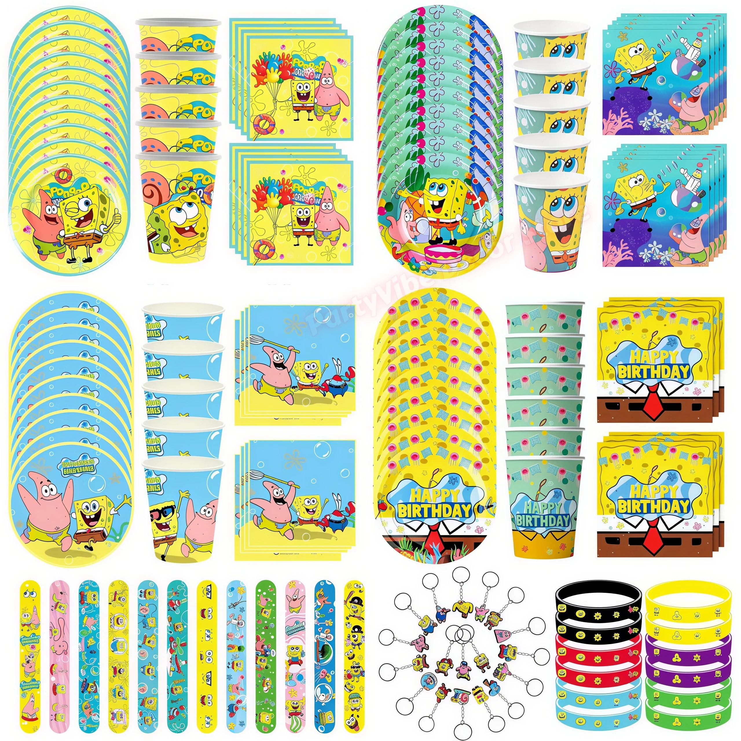 Yellow Sponge&Bobed Birthday Party Decoration Cup Plates Napkin Tablecloth Balloons for Kid Favors Baby Shower Party Supplies