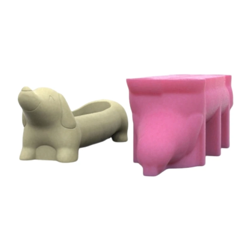 Moules d'ornement flexibles en forme chien teckel, moule pot fleurs en Silicone, moule jardinière