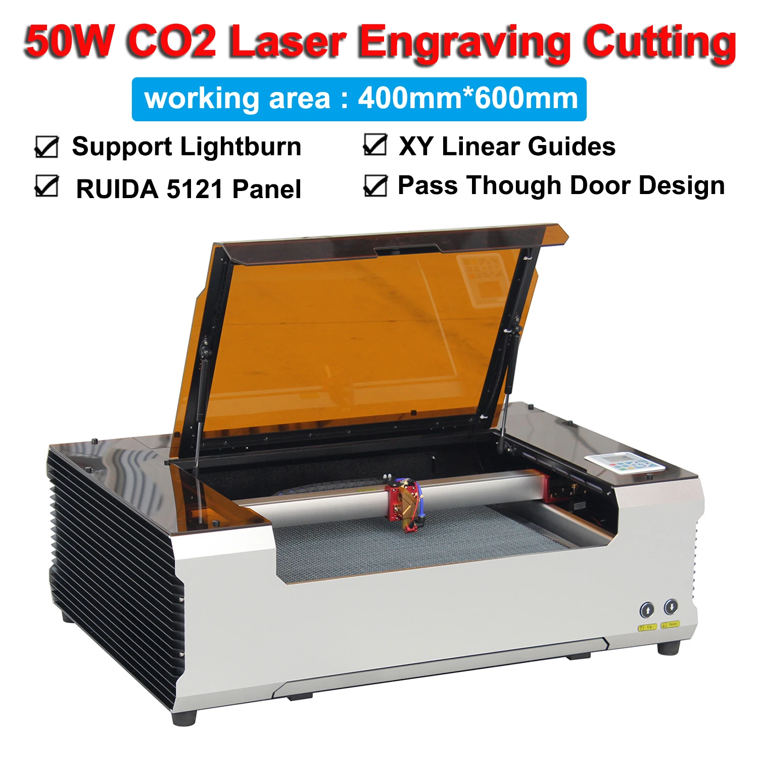 CO2 Laser Engraving Machine Laser Cutting Machine 400*600mm 50W Laser Tube Laser Engraver Woodworking Tools Fabric Leather