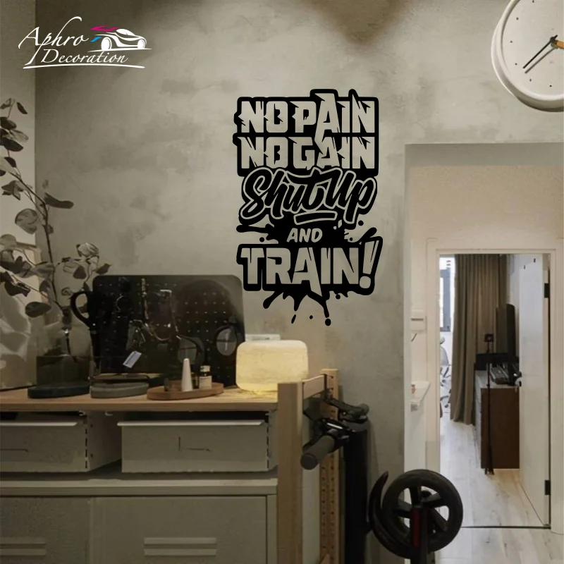 No Pain No Gain Train GYM Fitness Slogan Wall Sticker Home gym Vinyl Decal Home Decoration Wall Tattoo