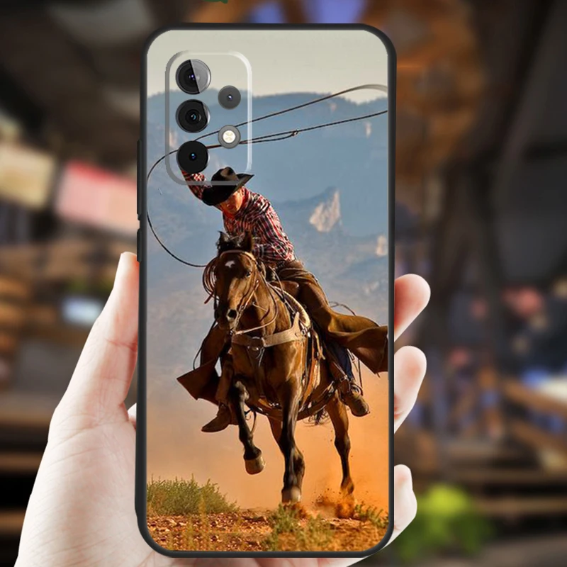 Rodeo Cowboy Lasso Horses Cover For Samsung Galaxy A34 A54 A14 A73 A53 A33 A13 A12 A32 A52 A72 A50 A70 A71 A51 Case