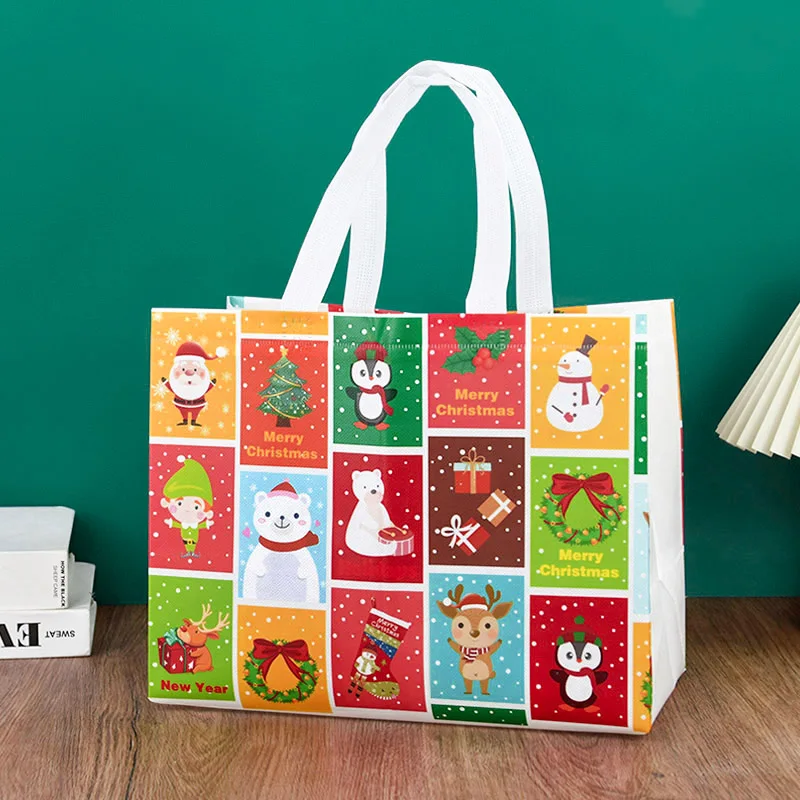Weihnachts-Einkaufstasche mit Griffen, Weihnachtsmann, Schneemann, Süßigkeiten, Geschenkverpackung, Tasche, Frohe Weihnachten, Neujahr, Party, Dekoration, Noel-Einkaufstasche – Detail 2