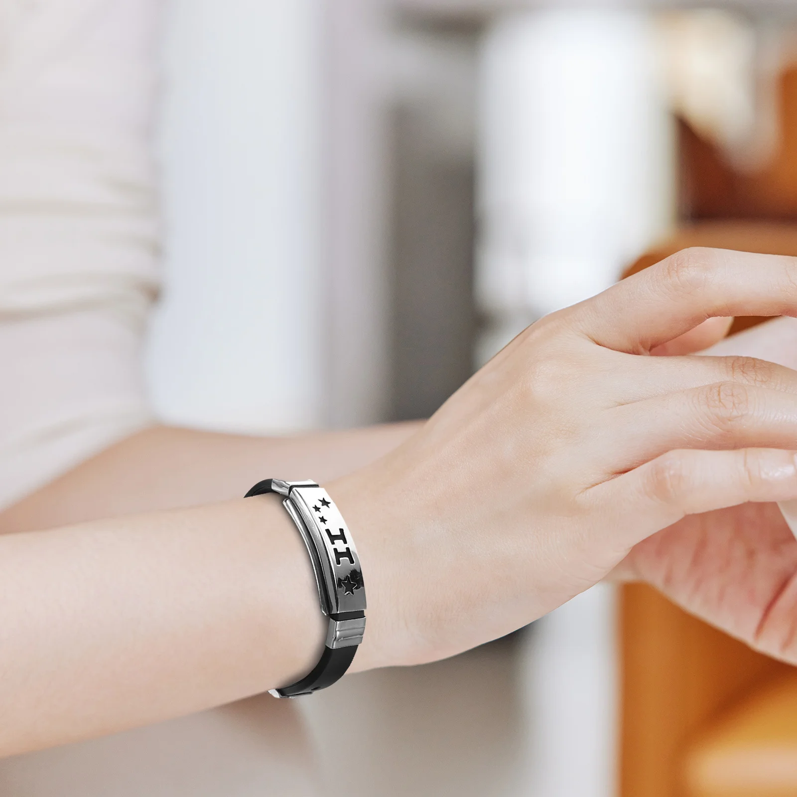 الجوزاء الفولاذ المقاوم للصدأ سوار دليل العمل الأزياء الإسورة ارتداء اليومي اثني عشر زوجين هدية الفولاذ المقاوم للصدأ الإسورة #6