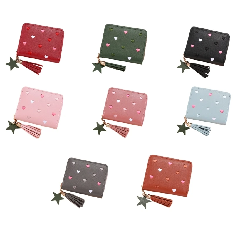 

Stylish Cute Small Coin Purse Women Girls Sweet Heart Pattern PU Zipper Wallet Casual Multi-slot Card Holder Change Pocket Bag