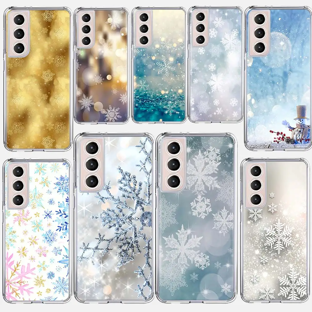 Winter Snowflake Soft Silicone Phone Case For Samsung Galaxy S24 S23 S22 Ultra S21 S20 FE S10 Plus S10E S9 S8 + Cover Capa