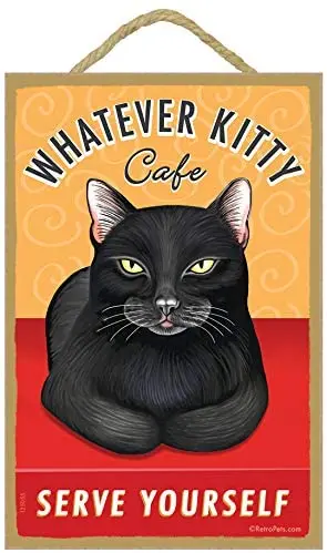 Retro Pets Cat Whatever Kitty Decorative Wall Art Hanging Wood Sign 7x10.5 (125055) sign