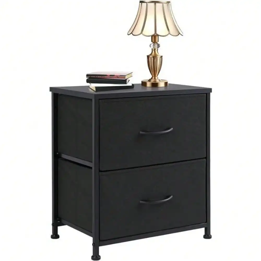 Nightstand End Table Side Table with 2 Fabric Drawers Bedside Table for Bedroom