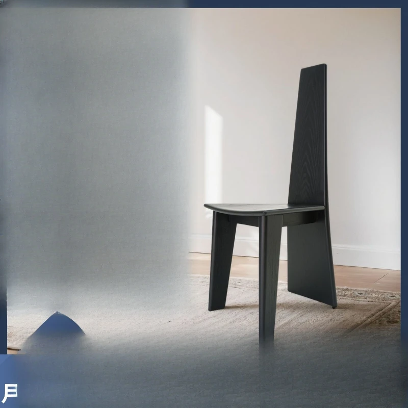 

Personalized black chair Modern creative solid wood high back single dining chair design Art dressing chair