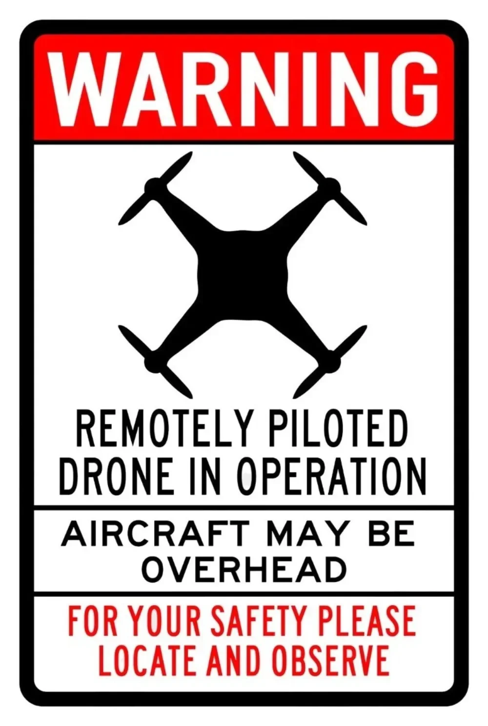 Drone Operation Panel, Drone Operation, Aircraft Air Alert Tin Sign