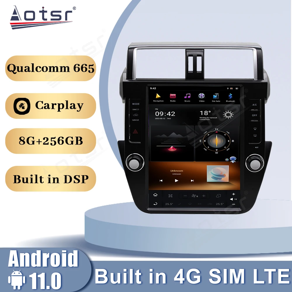 QLED Screen Android 11.0 Qualcomm For Toyota Land Cruiser Prado 150 2014-2017  Car Radio Multimedia Player GPS CarPlay Head Unit