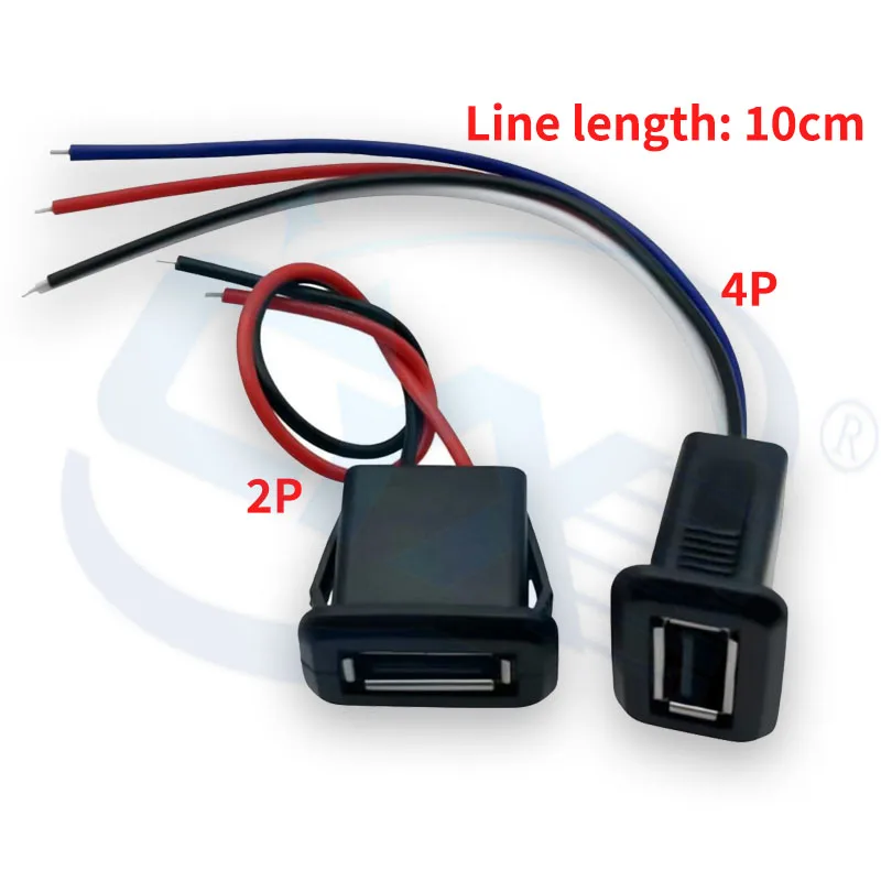 1-10 pcs USB 2.0 female socket welding buckle PH2.0 connector 2P/4P 5V 3A USB extension with cable interface
