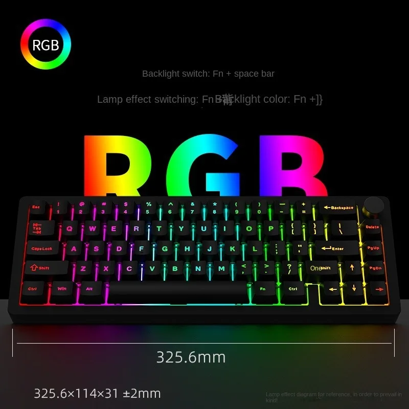 New Black Auspicious Snake Al65 Aluminum Lump Cnc 66 Keys Rgb Light 2.4g Bluetooth Tri-Mode Mechanical Mute Mechanical Keyboard