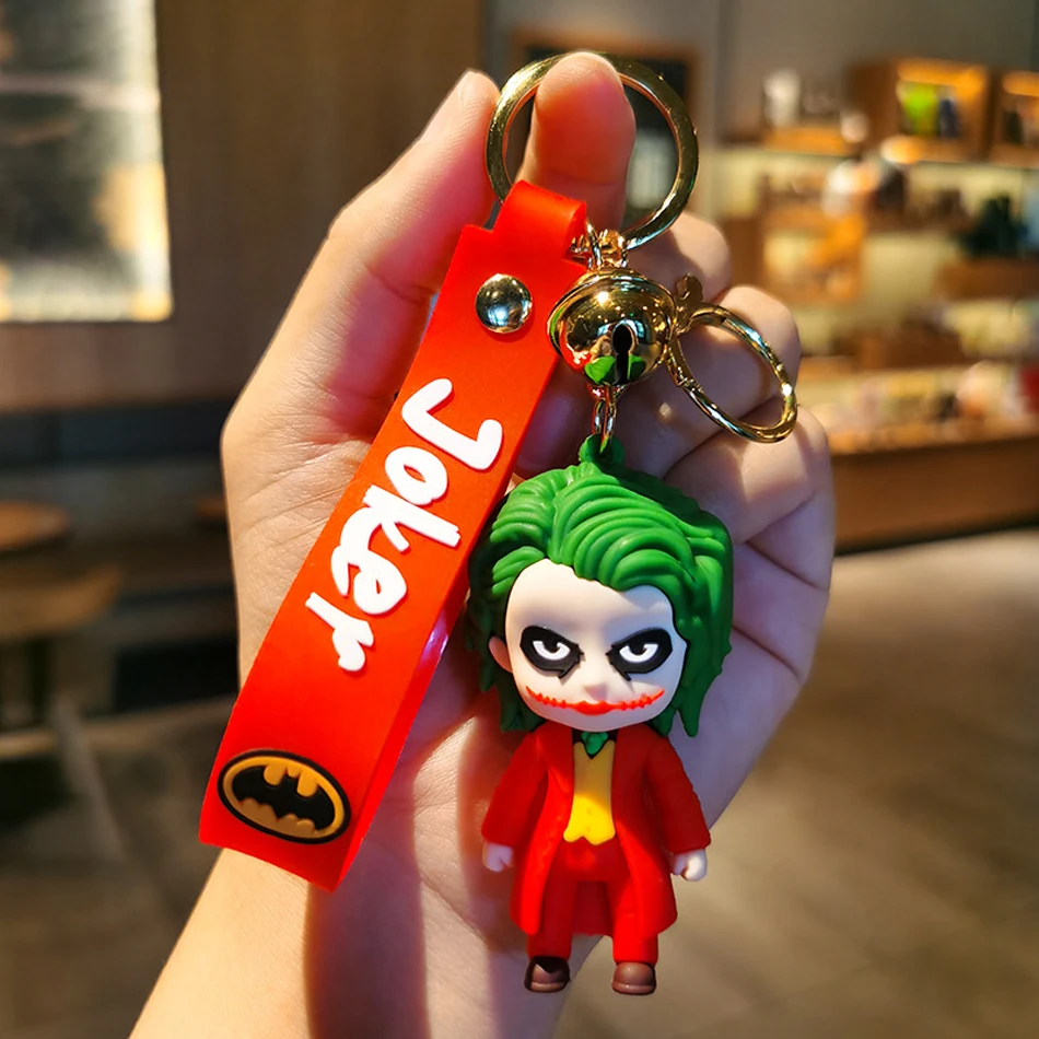 Porte-clés de poupée avec Image de dessin animé Marvel Batman Joker, mignon, série Halloween, pendentif, ornements, bijoux cadeaux pour amis