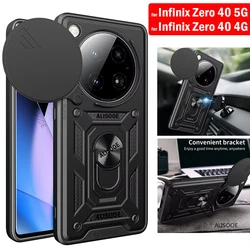 Armor Funda for Infinix Zero 40 Case Slide Camera Lens Protect Ring Stand Back Cover for Infinix Zero 40 Capa
