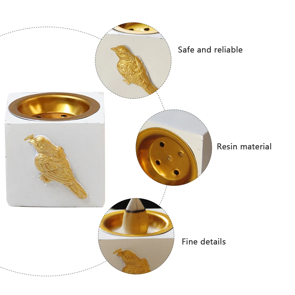 

1Pcs Square Resin Incense Burner Decorative Desktop Censer Aroma Burner for Relaxation Home Office Atmosphere Censer Decor