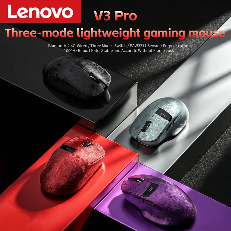 Lenovo Wireless 3-Mode Gaming Mouse 35K DPI Optical Sensor Ergonomic Bluetooth Mouse with LED Display Charging Dock Universal