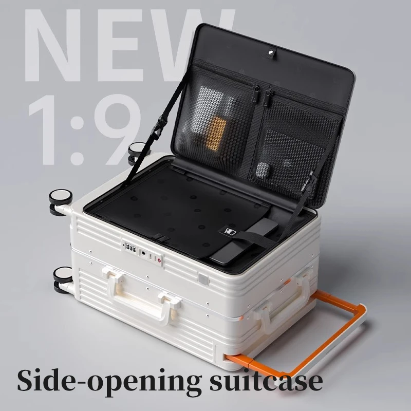 حقيبة سفر بعجلات ذات أنبوب عريض، حقيبة حمل مقاس 20 بوصة، حقيبة عربة مقاومة للكسر مقاس 24 بوصة، حقيبة سفر بفتحة جانبية #2